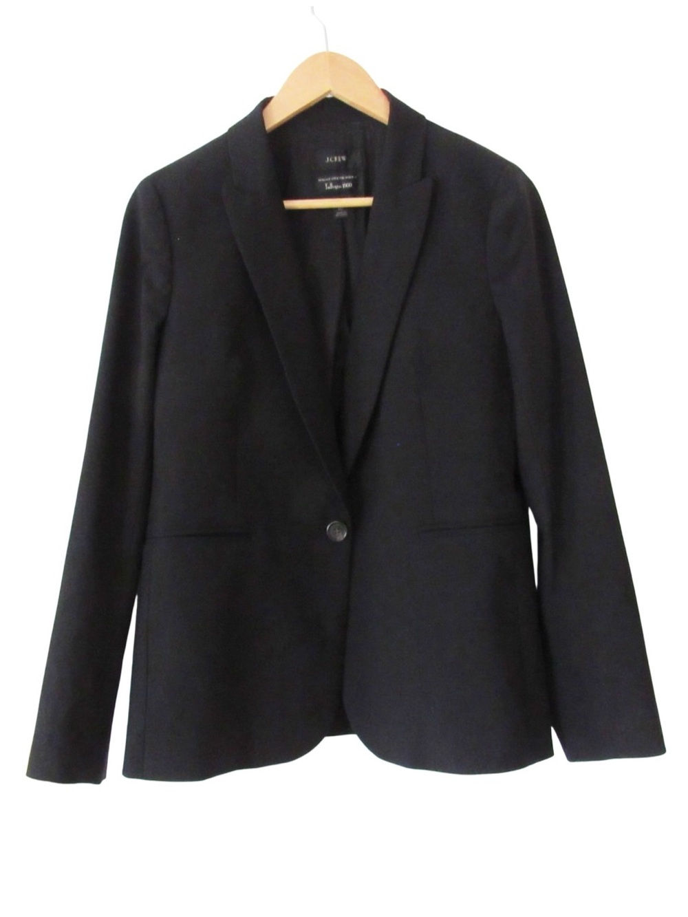 J. CREW Parke Blazer 10 Black Italian Stretch Wool One-Button Notch Lapel Office